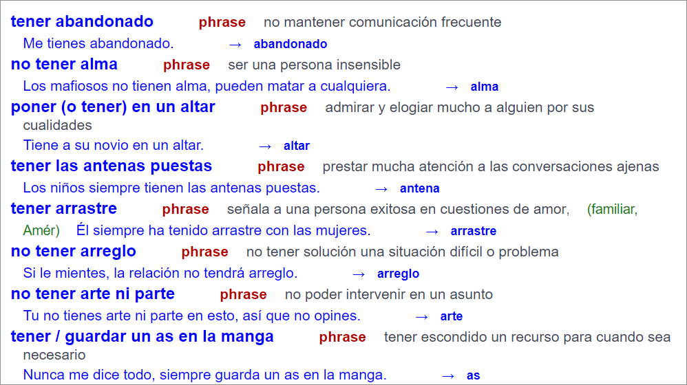 Сталі вислови у словнику Diccionario Reverso